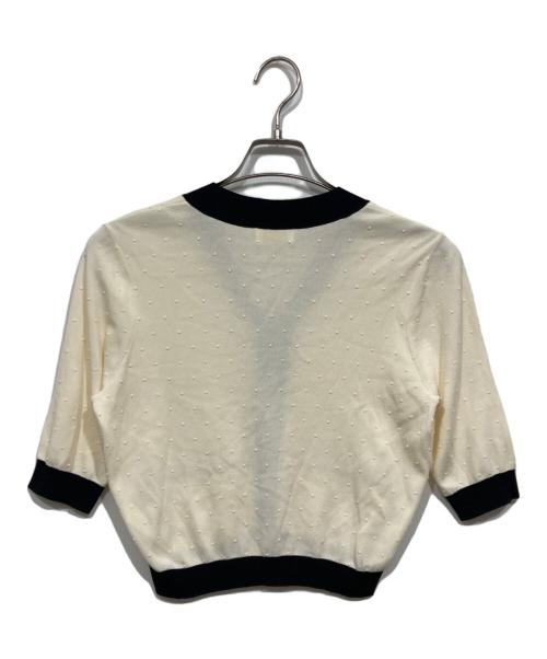 BALLSEY（ボールジィ）BALLSEY (ボールジィ) ストレッチタックドット Vネックカーディガン ホワイト サイズ:Sの古着・服飾アイテム