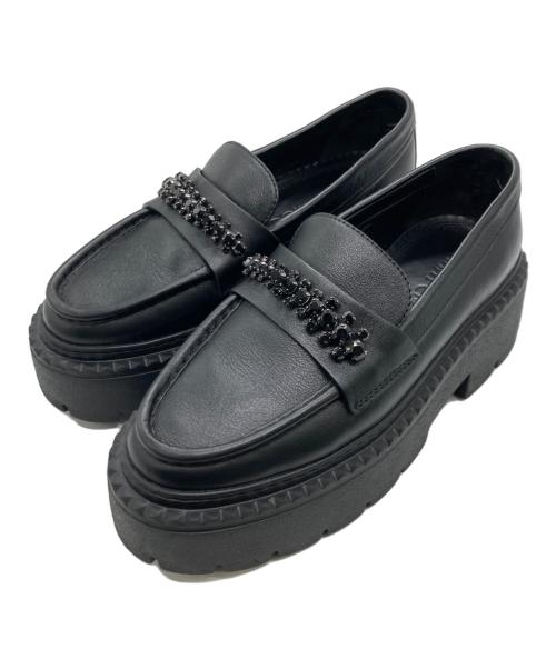 JIMMY CHOO（ジミーチュウ）JIMMY CHOO (ジミーチュウ) 厚底ラインストーンローファー ブラック サイズ:36 1/2の古着・服飾アイテム