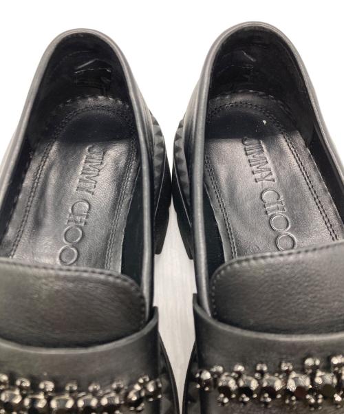 JIMMY CHOO（ジミーチュウ）JIMMY CHOO (ジミーチュウ) 厚底ラインストーンローファー ブラック サイズ:36 1/2の古着・服飾アイテム
