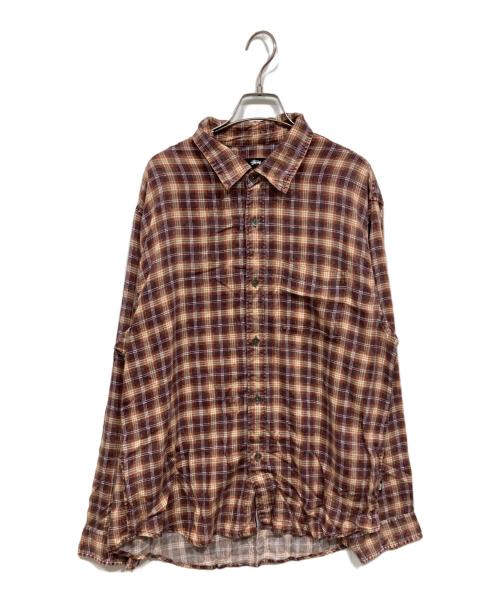 stussy（ステューシー）stussy (ステューシー) チェックシャツ ブラウン サイズ:Lの古着・服飾アイテム