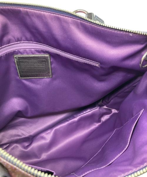 COACH（コーチ）COACH (コーチ) ポピーチェックトートバッグ パープルの古着・服飾アイテム