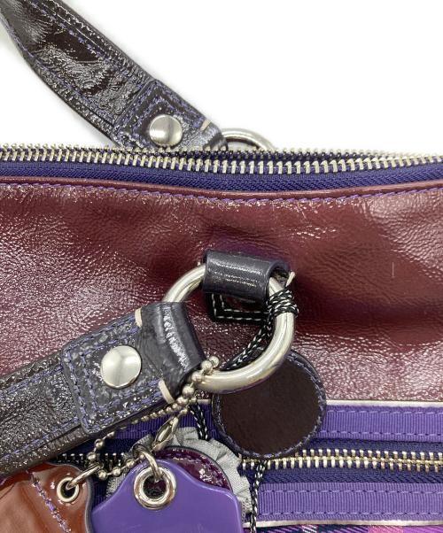 COACH（コーチ）COACH (コーチ) ポピーチェックトートバッグ パープルの古着・服飾アイテム