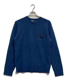 POLO RALPH LAUREN（ポロ・ラルフローレン）の古着「エルボーパッチニット」｜ブルー