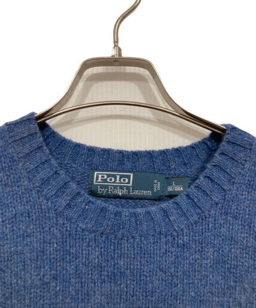 POLO RALPH LAUREN（ポロ・ラルフローレン）POLO RALPH LAUREN (ポロ・ラルフローレン) エルボーパッチニット ブルー サイズ:Ｌの古着・服飾アイテム