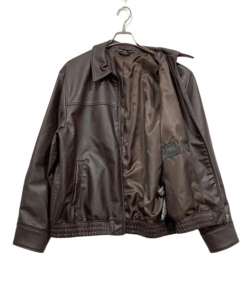 ZARA（ザラ）ZARA (ザラ) フェイクレザージャケット ブラウン サイズ:ＸＬの古着・服飾アイテム