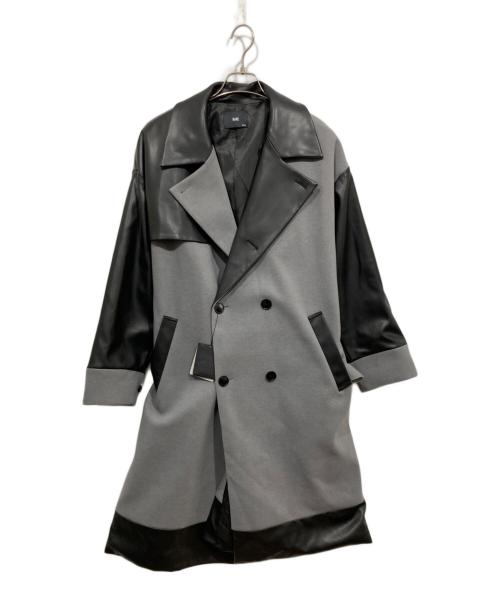 HARE（ハレ）HARE (ハレ) フェイクレザー 切替し オーバーサイズ トレンチコート グレー×ブラック サイズ:Ｓの古着・服飾アイテム