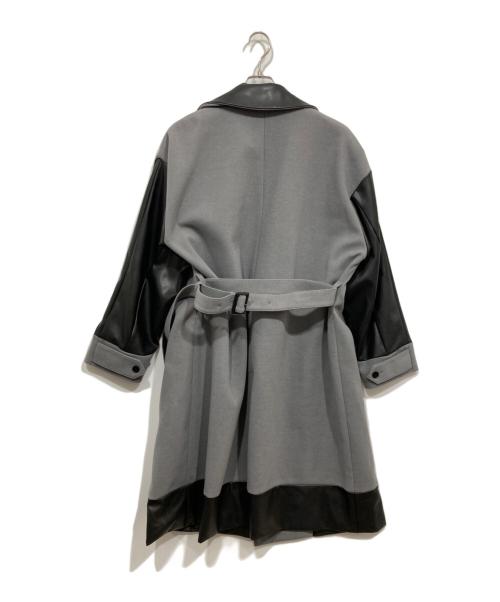HARE（ハレ）HARE (ハレ) フェイクレザー 切替し オーバーサイズ トレンチコート グレー×ブラック サイズ:Ｓの古着・服飾アイテム