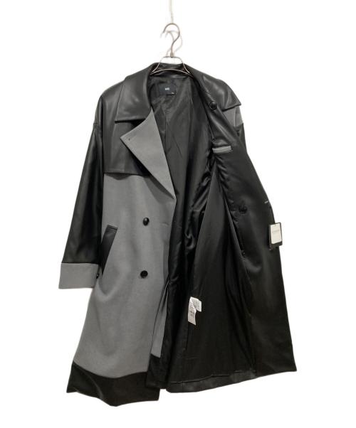 HARE（ハレ）HARE (ハレ) フェイクレザー 切替し オーバーサイズ トレンチコート グレー×ブラック サイズ:Ｓの古着・服飾アイテム