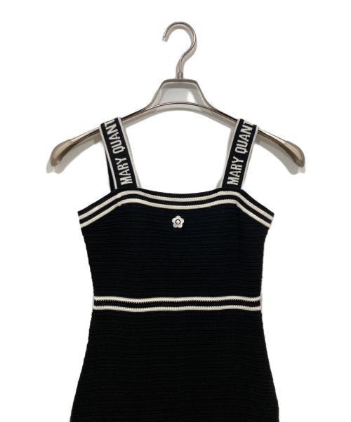 Lily Brown（リリーブラウン）Lily Brown (リリーブラウン) MARY QUANT (マリークヮント) ロゴジャガードニットキャミワンピース ブラック サイズ:FREEの古着・服飾アイテム