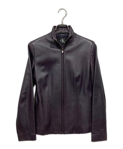 Calvin Klein（カルバンクライン）Calvin Klein (カルバンクライン) シングルレザージャケット パープル サイズ:4の古着・服飾アイテム
