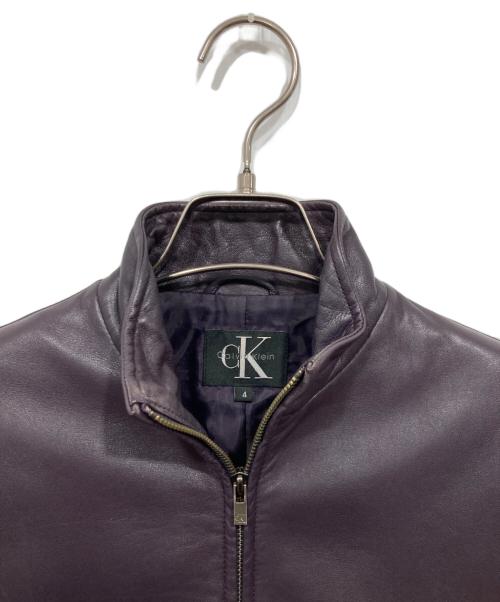 Calvin Klein（カルバンクライン）Calvin Klein (カルバンクライン) シングルレザージャケット パープル サイズ:4の古着・服飾アイテム