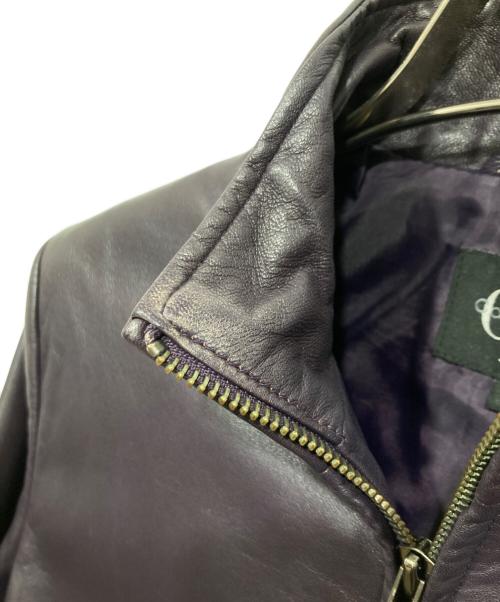 Calvin Klein（カルバンクライン）Calvin Klein (カルバンクライン) シングルレザージャケット パープル サイズ:4の古着・服飾アイテム