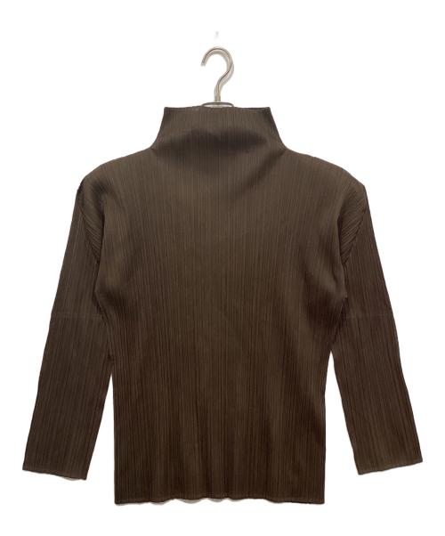 PLEATS PLEASE（プリーツプリーズ）PLEATS PLEASE (プリーツプリーズ) プリーツ長袖カットソー ブラウン サイズ:4の古着・服飾アイテム