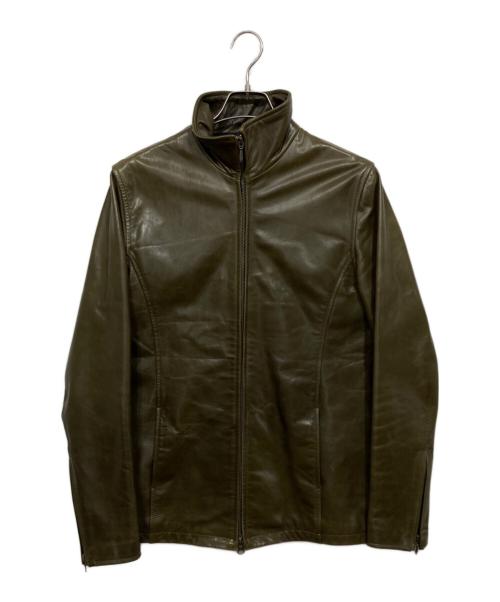 SCHAFFEN（シャッフェン）schaffen (シャッフェン) レザージャケット オリーブ サイズ:3の古着・服飾アイテム