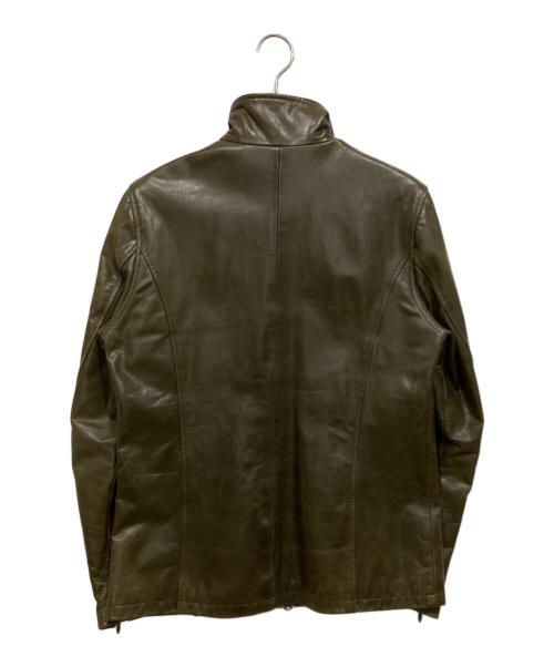 SCHAFFEN（シャッフェン）schaffen (シャッフェン) レザージャケット オリーブ サイズ:3の古着・服飾アイテム