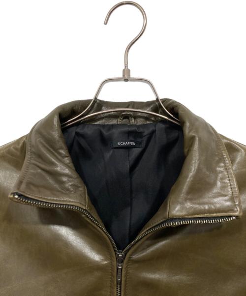 SCHAFFEN（シャッフェン）schaffen (シャッフェン) レザージャケット オリーブ サイズ:3の古着・服飾アイテム
