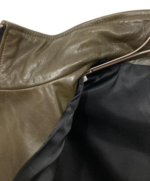 SCHAFFEN（シャッフェン）schaffen (シャッフェン) レザージャケット オリーブ サイズ:3の古着・服飾アイテム