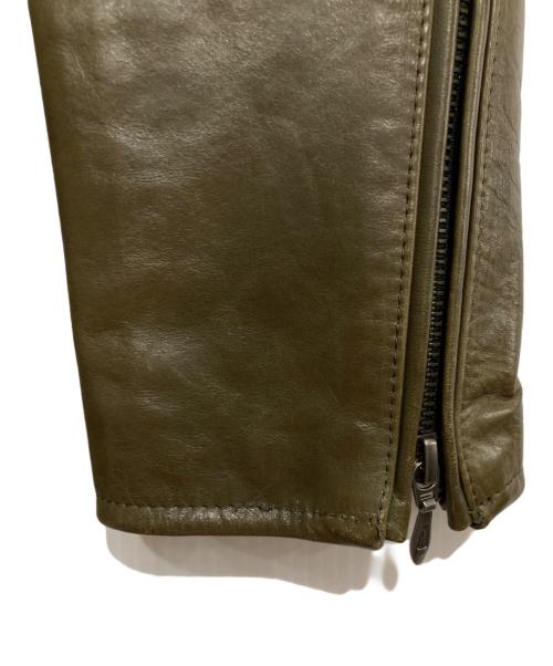 SCHAFFEN（シャッフェン）schaffen (シャッフェン) レザージャケット オリーブ サイズ:3の古着・服飾アイテム