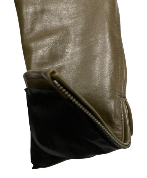 SCHAFFEN（シャッフェン）schaffen (シャッフェン) レザージャケット オリーブ サイズ:3の古着・服飾アイテム