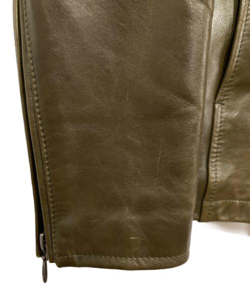 SCHAFFEN（シャッフェン）schaffen (シャッフェン) レザージャケット オリーブ サイズ:3の古着・服飾アイテム