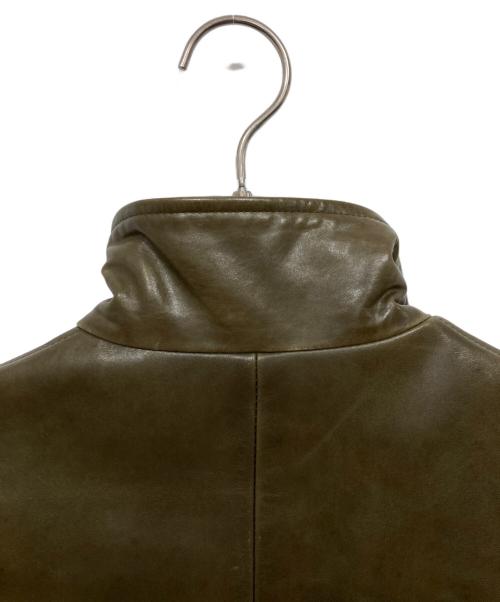 SCHAFFEN（シャッフェン）schaffen (シャッフェン) レザージャケット オリーブ サイズ:3の古着・服飾アイテム