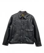 HOUSTONヒューストン）の古着「カウレザートラックジャケット / COW LEATHER TRACK JACKET」｜ブラック
