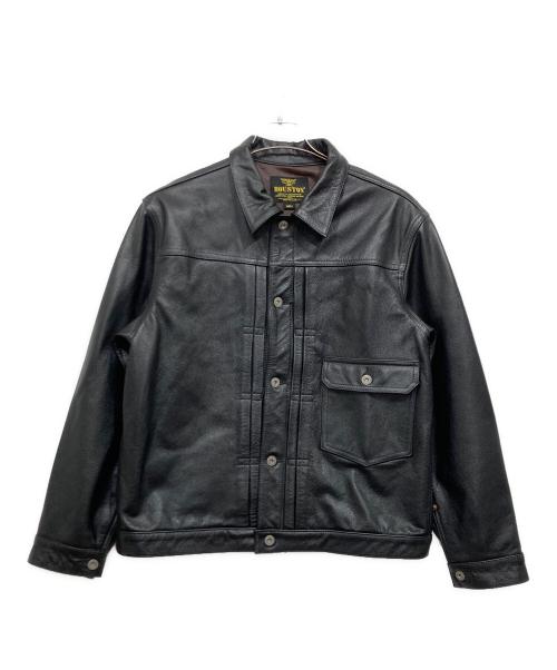 HOUSTON（ヒューストン）HOUSTON (ヒューストン) カウレザートラックジャケット / COW LEATHER TRACK JACKET ブラック サイズ:40Rの古着・服飾アイテム