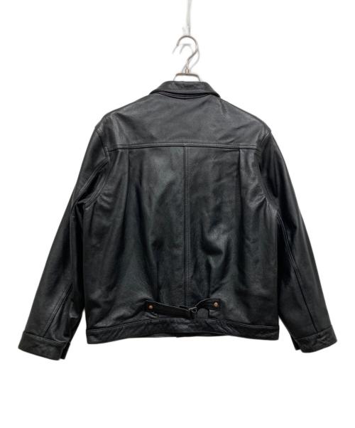 HOUSTON（ヒューストン）HOUSTON (ヒューストン) カウレザートラックジャケット / COW LEATHER TRACK JACKET ブラック サイズ:40Rの古着・服飾アイテム
