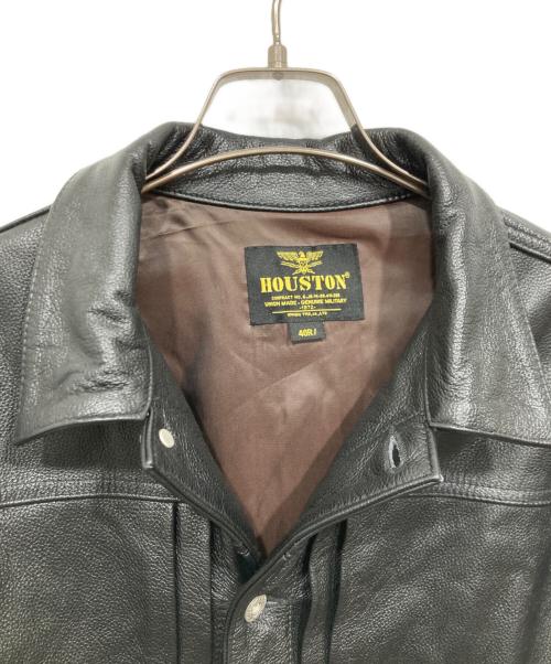HOUSTON（ヒューストン）HOUSTON (ヒューストン) カウレザートラックジャケット / COW LEATHER TRACK JACKET ブラック サイズ:40Rの古着・服飾アイテム