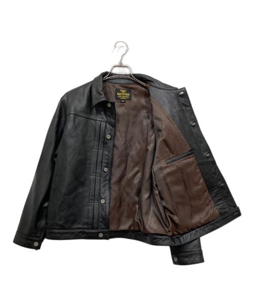 HOUSTON（ヒューストン）HOUSTON (ヒューストン) カウレザートラックジャケット / COW LEATHER TRACK JACKET ブラック サイズ:40Rの古着・服飾アイテム