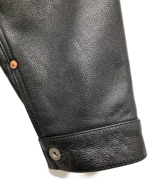 HOUSTON（ヒューストン）HOUSTON (ヒューストン) カウレザートラックジャケット / COW LEATHER TRACK JACKET ブラック サイズ:40Rの古着・服飾アイテム