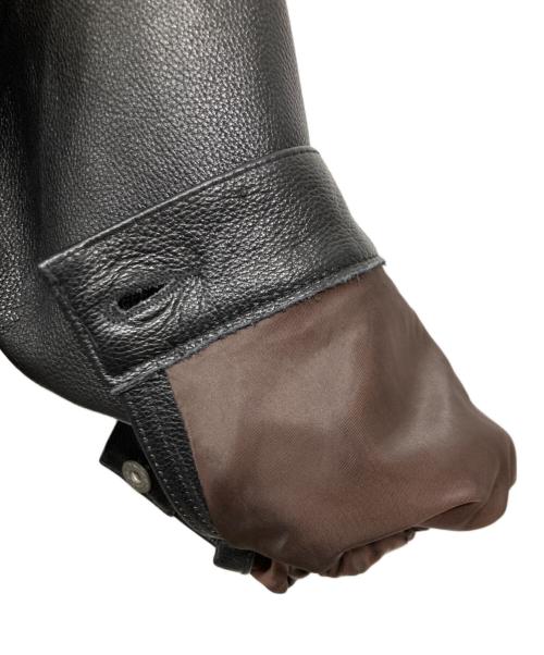 HOUSTON（ヒューストン）HOUSTON (ヒューストン) カウレザートラックジャケット / COW LEATHER TRACK JACKET ブラック サイズ:40Rの古着・服飾アイテム