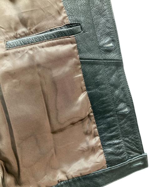 HOUSTON（ヒューストン）HOUSTON (ヒューストン) カウレザートラックジャケット / COW LEATHER TRACK JACKET ブラック サイズ:40Rの古着・服飾アイテム