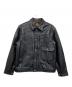 HOUSTON（ヒューストン）の古着「カウレザートラックジャケット / COW LEATHER TRACK JACKET」｜ブラック