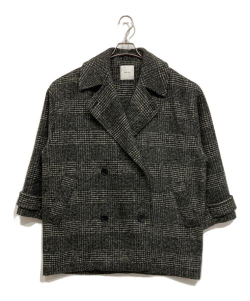 Spick and Span（スピック＆スパン）Spick and Span (スピック＆スパン) Wスライバーチェックハーフコート グレー サイズ:36の古着・服飾アイテム