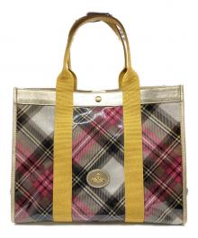 Vivienne Westwood（ヴィヴィアンウエストウッド）の古着「タータンチェックエナメルトートバッグ」｜ベージュ×イエロー