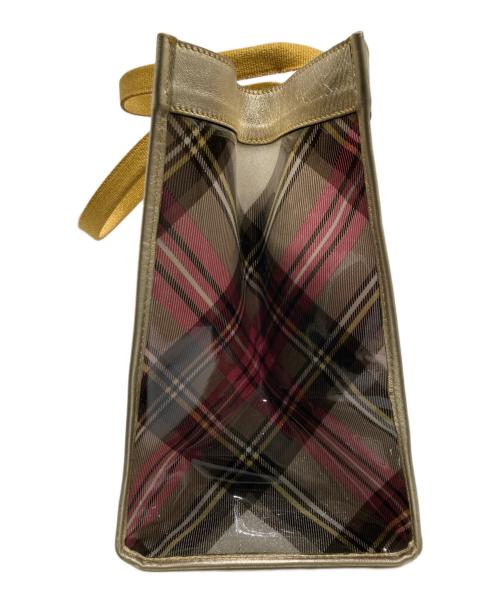 Vivienne Westwood（ヴィヴィアンウエストウッド）Vivienne Westwood (ヴィヴィアンウエストウッド) タータンチェックエナメルトートバッグ ベージュ×イエローの古着・服飾アイテム