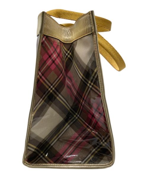 Vivienne Westwood（ヴィヴィアンウエストウッド）Vivienne Westwood (ヴィヴィアンウエストウッド) タータンチェックエナメルトートバッグ ベージュ×イエローの古着・服飾アイテム