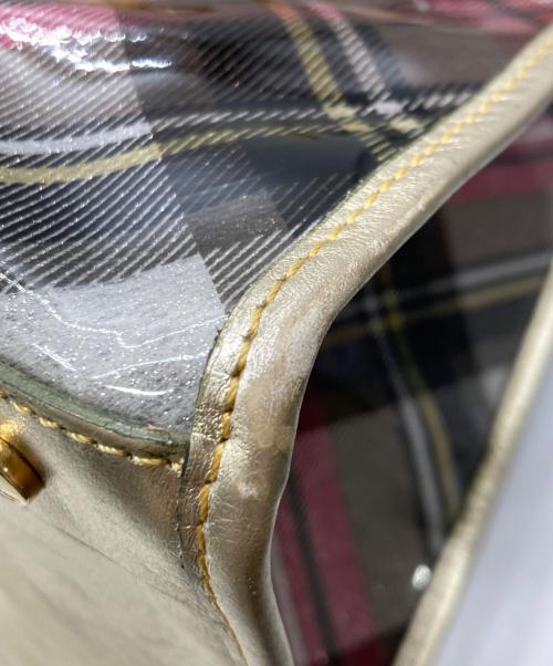 Vivienne Westwood（ヴィヴィアンウエストウッド）Vivienne Westwood (ヴィヴィアンウエストウッド) タータンチェックエナメルトートバッグ ベージュ×イエローの古着・服飾アイテム