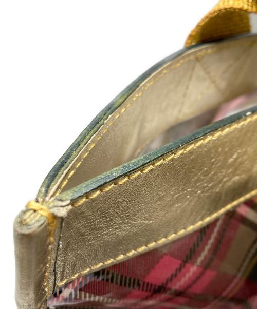 Vivienne Westwood（ヴィヴィアンウエストウッド）Vivienne Westwood (ヴィヴィアンウエストウッド) タータンチェックエナメルトートバッグ ベージュ×イエローの古着・服飾アイテム