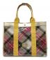 Vivienne Westwood（ヴィヴィアンウエストウッド）の古着「タータンチェックエナメルトートバッグ」｜ベージュ×イエロー
