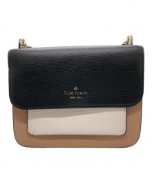 Kate Spade（ケイトスペード）の古着「チェーンショルダーバッグ」｜ブラック×ベージュ