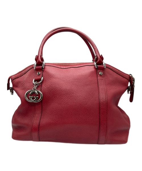 GUCCI（グッチ）GUCCI (グッチ) インターロッキング2WAYショルダーバッグ レッドの古着・服飾アイテム
