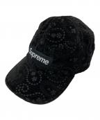 SUPREMEシュプリーム）の古着「Velvet paisley camp cap」｜ブラック
