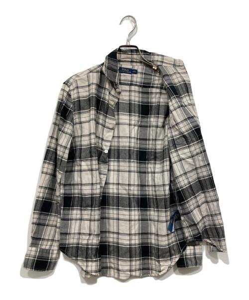 POLO RALPH LAUREN（ポロ・ラルフローレン）POLO RALPH LAUREN (ポロ・ラルフローレン) ロゴチェックシャツ ホワイト×ブラック サイズ:Sの古着・服飾アイテム