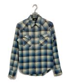 RRLダブルアールエル）の古着「チェックウエスタンシャツ」｜ブルー×ホワイト