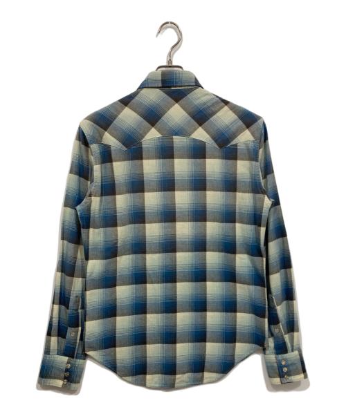 RRL（ダブルアールエル）RRL (ダブルアールエル) チェックウエスタンシャツ ブルー×ホワイト サイズ:S 未使用品の古着・服飾アイテム