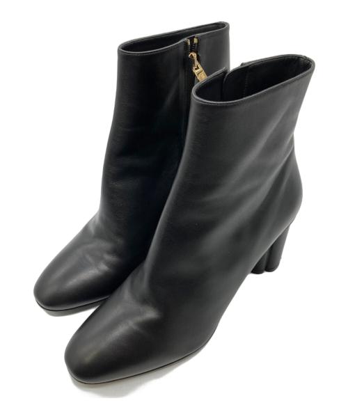 Salvatore Ferragamo（サルヴァトーレ フェラガモ）Salvatore Ferragamo (サルヴァトーレ フェラガモ) フラワーヒールサイドジップショートブーツ ブラック サイズ:8Dの古着・服飾アイテム