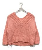 moussyマウジー）の古着「V NECK LOWGAGE ニット」｜ピンク