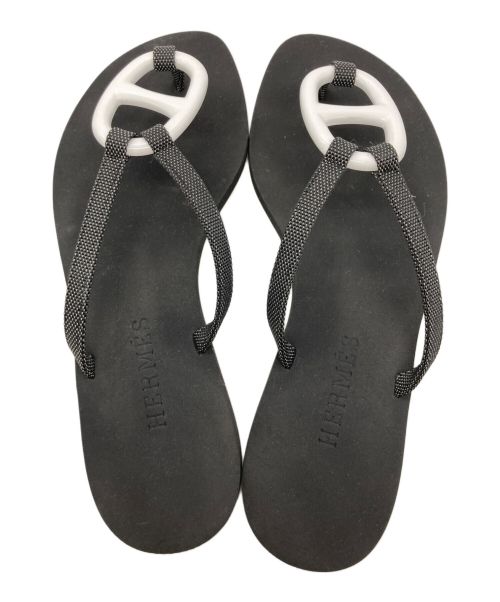 HERMES（エルメス）HERMES (エルメス) Kala Nera シェーヌダンクル ビーチサンダル ホワイト×ブラック サイズ:不明の古着・服飾アイテム